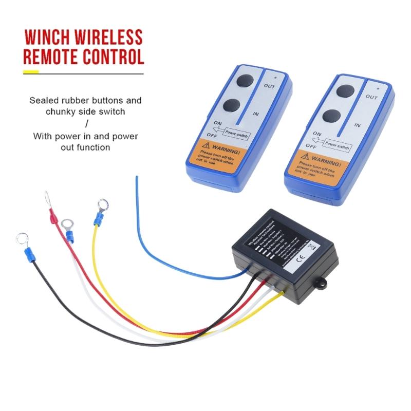 Wireless Electric Winch Remote Control Set with Manual Transmitter for Trucks and ATVs with 100 Foot Range and 12V Motor