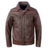 Vintage Red Brown Men Leather Jacket Genuine Cow Slim Casual Male Coat Spring Autumn