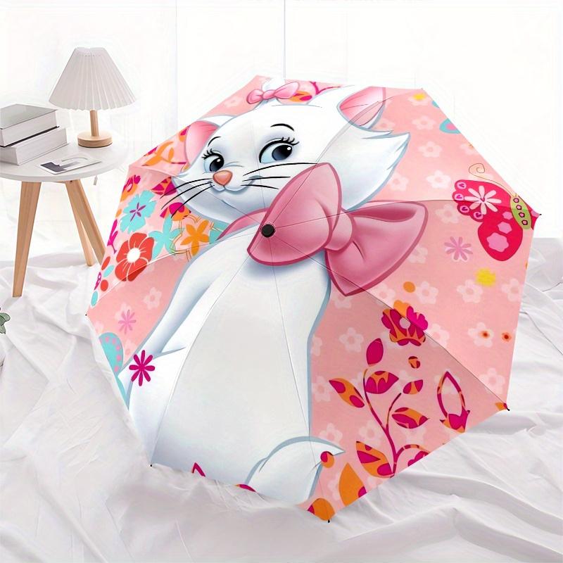 Disney Aristocats,Marie,Cat Manual Opening and Closing Umbrella - 8-Rib Reinforced Folding Design, Lightweight and Portable, Suitable for Da