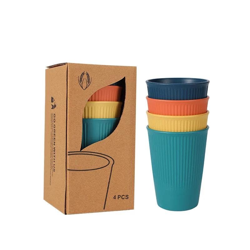 Wheat Straw Dinnerware Set Eco-friendly Safety Plates Cups Bowels Home Party Tableware Set Outdoor Camp Candy Colour Gift