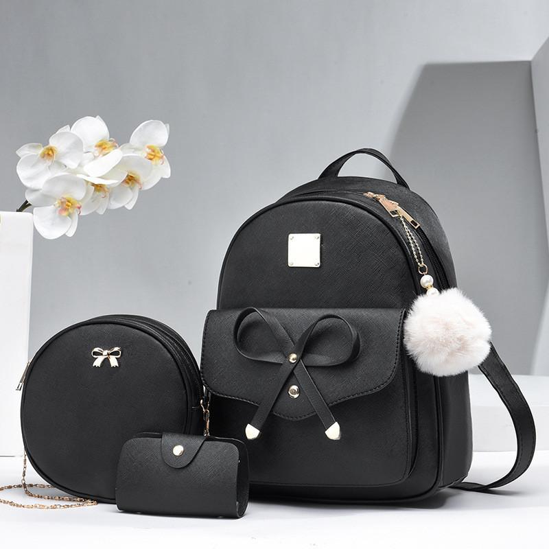 Versatile Pu Shoulder Bag Women s Korean Style 2023 New Trendy Casual Small Backpack Purple чёрный