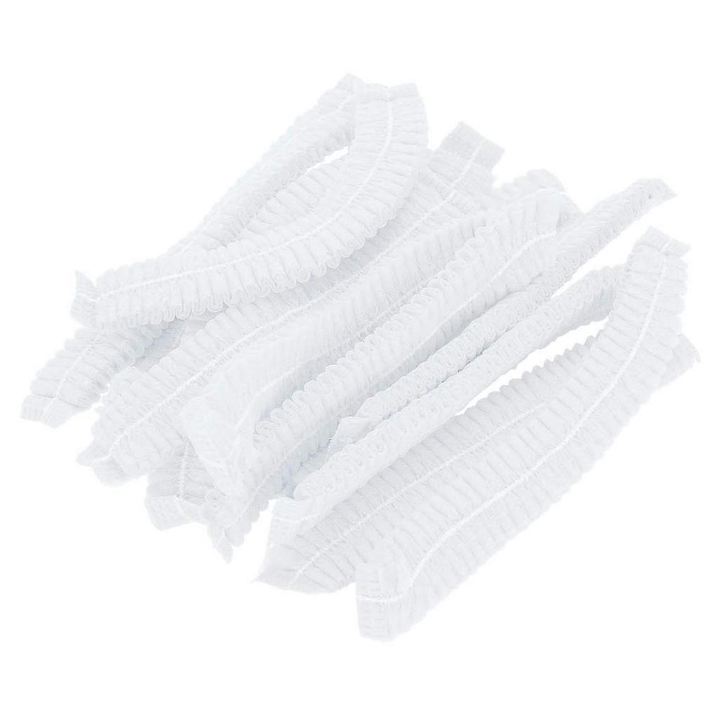 100 Pcs Disposable Cap High Elasticity Non Woven Fabric Disposable Hair Net Head Cover for Beauty Salon Factory White