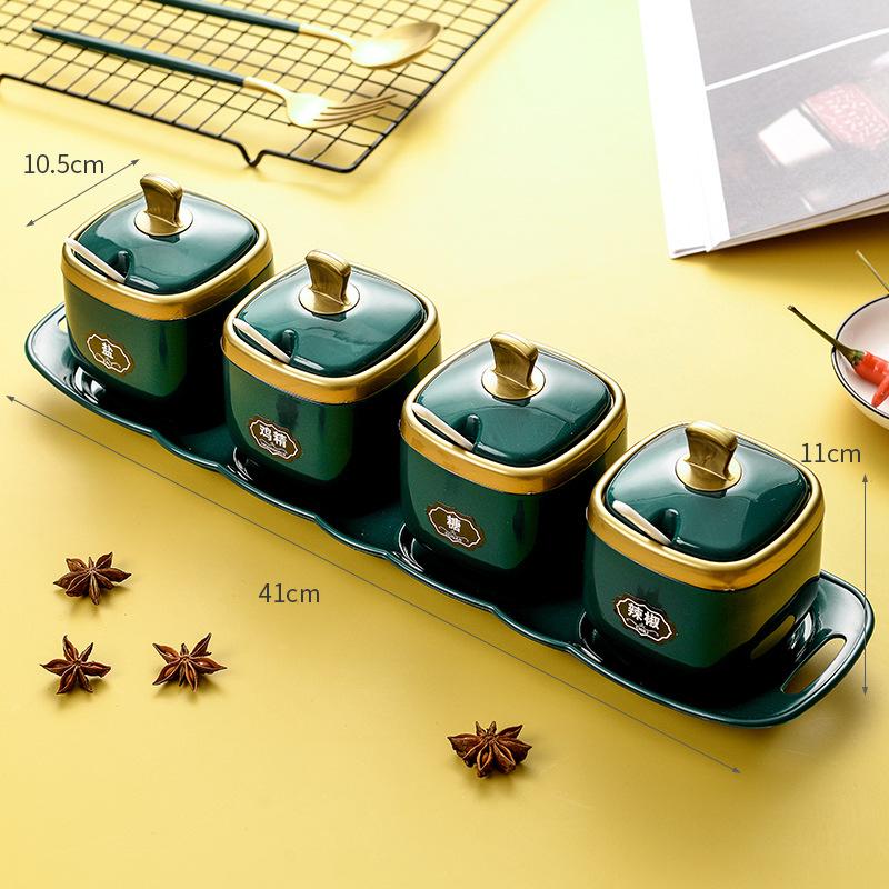 Kitchen Light Luxury Salt Monosodium Glutamate Seasoning Box Salt Shaker Seasoning Combination Set Seasoning Bottle Can