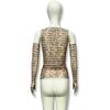 Tooxika Women's Round Neck Pullover Mesh Letter Print Sexy See-through T-shirt
