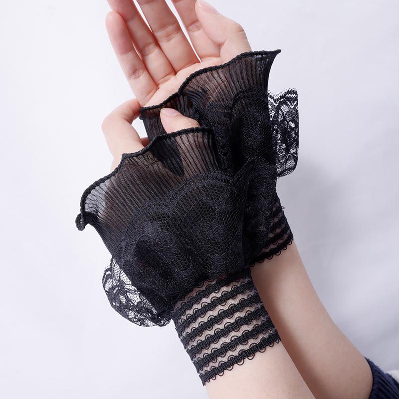 Double Layered Ruffled Lace Fake Sleeves Sweater Elastic Detachable Flared Cuffs Clothing Decoration Ornaments