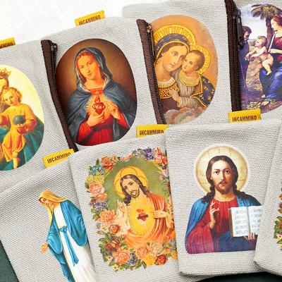 9x7cm Virgin Mary Jesus Prayer Rosary Bag Religious Jewelry Storage Box Prayer Beads Rosary Box Christian Gifts