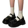 2025 summer thin thick-soled black patent leather Mary Jane small leather shoes women's retro college style versatile single shoes with skirt