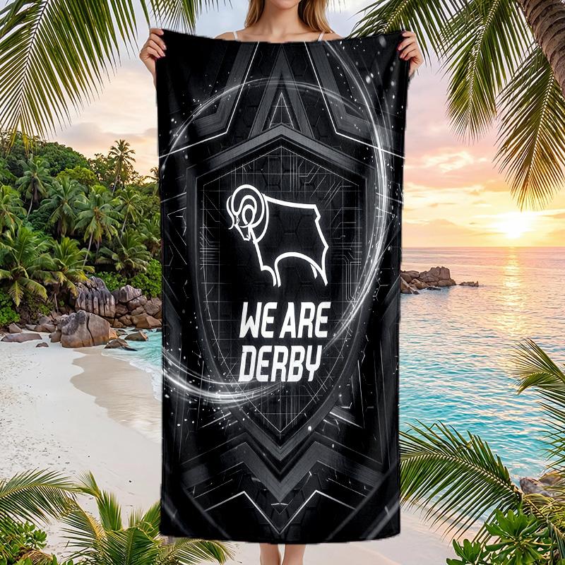 Asciugamano da Spiaggia Derby County Football Morbido Microfibra Asciugamano Estivo Asciugatura Rapida Assorbente per Spiaggia Piscina Viaggio
