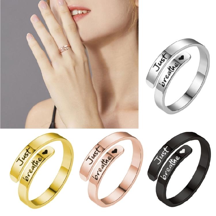 Elegant Adjustable Wedding Rings Dating Rings Letter Pattern Opening Finger Jewelry Suitable for Woman and Man Present