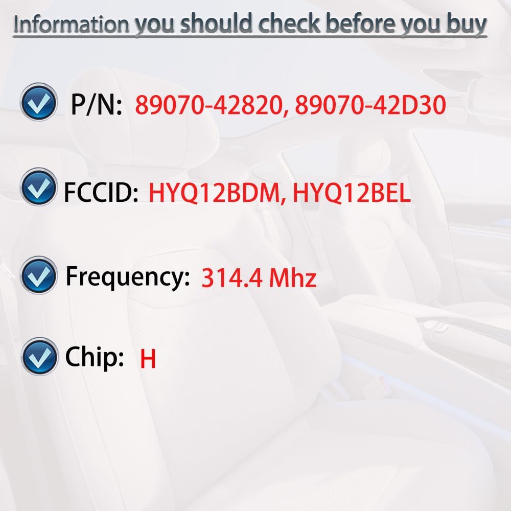 Key Fob Keyless Entry Fits for Toyota Tacoma RAV4 Prius C 4Runner 2013 2014 2015 2016 2017 2018  Remote Control Head Key Replacement HYQ12BDM