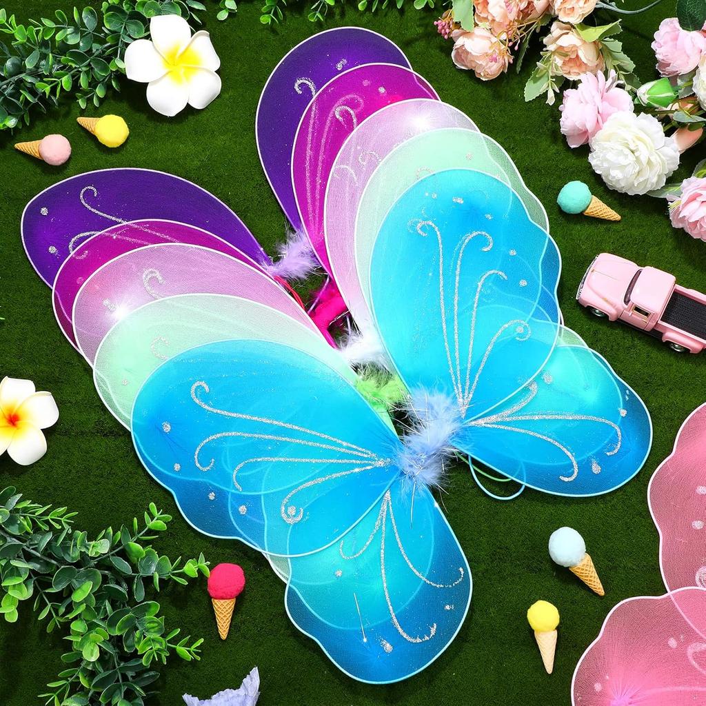 1pcs Fairy Butterfly Wings for Girls Sparkly Princess Angel Wings Fairy Butterfly Dress up Glitter Decor Cosplay Birthday Party