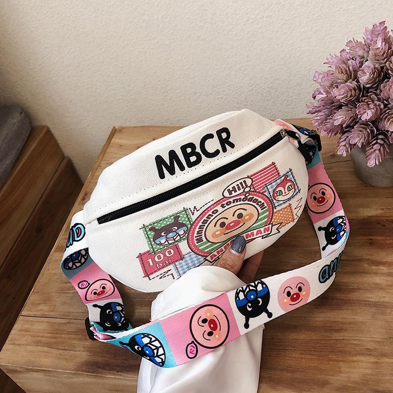 ins breast bag female Korean version student foreign style girl broadband shoulder messenger bag fashion canvas fanny pack