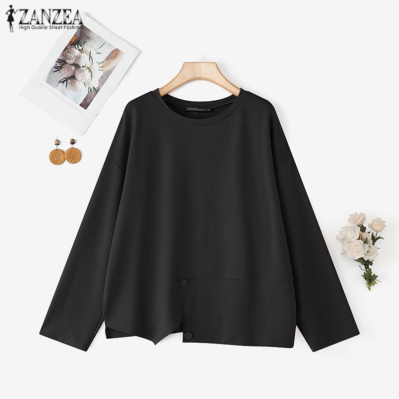 ZANZEA Damen Lässig Rundhals Locker Langarm Pullover Bluse