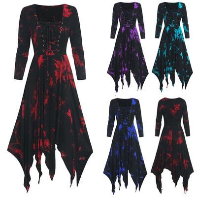Women's Tie-dye Gothic Performance Dress, Dance Performance Dress