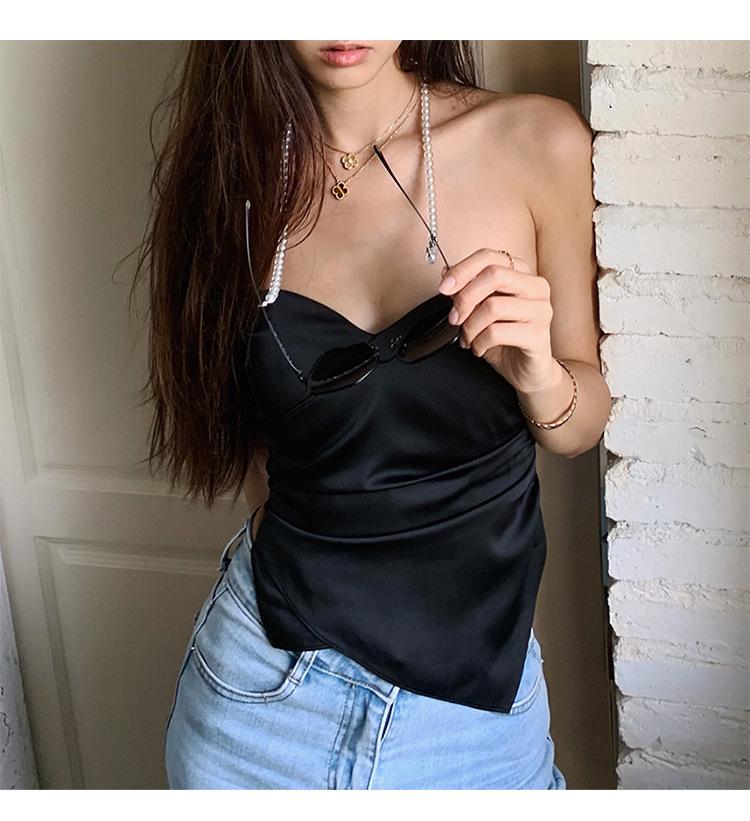 Women's Summer Strapless Black/White Bandeau Top with Boning