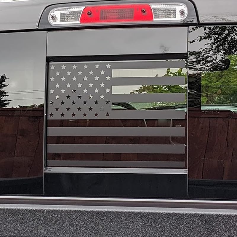 Zhizhong Rear Middle Window Decal Compatible With RAM 1500 2500 3500 2009- 2024, American Flag Back Sliding Window Sticker Matte Black-1