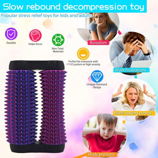 Handheld Fidget Toy Little Ouchies 3D Printed Spiky Roller Portable Stress Relief Sensory Toy for Anxiety Relief Teens Adults Gifts