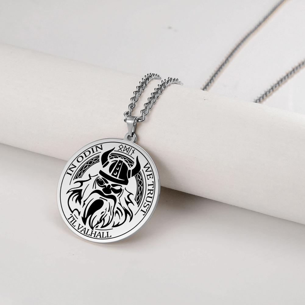 Viking Axe Helmet Pendant Tomahawk Necklace Odin Raven Slavic Amulet Norse Warrior Mythology Stainless Steel Jewelry