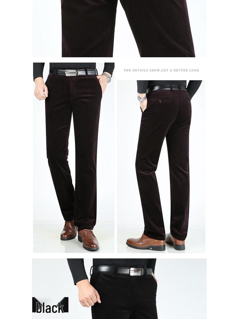 Men's Loose Straight-Leg Corduroy Pants - Pure Cotton Casual Wear for Autumn/Winter