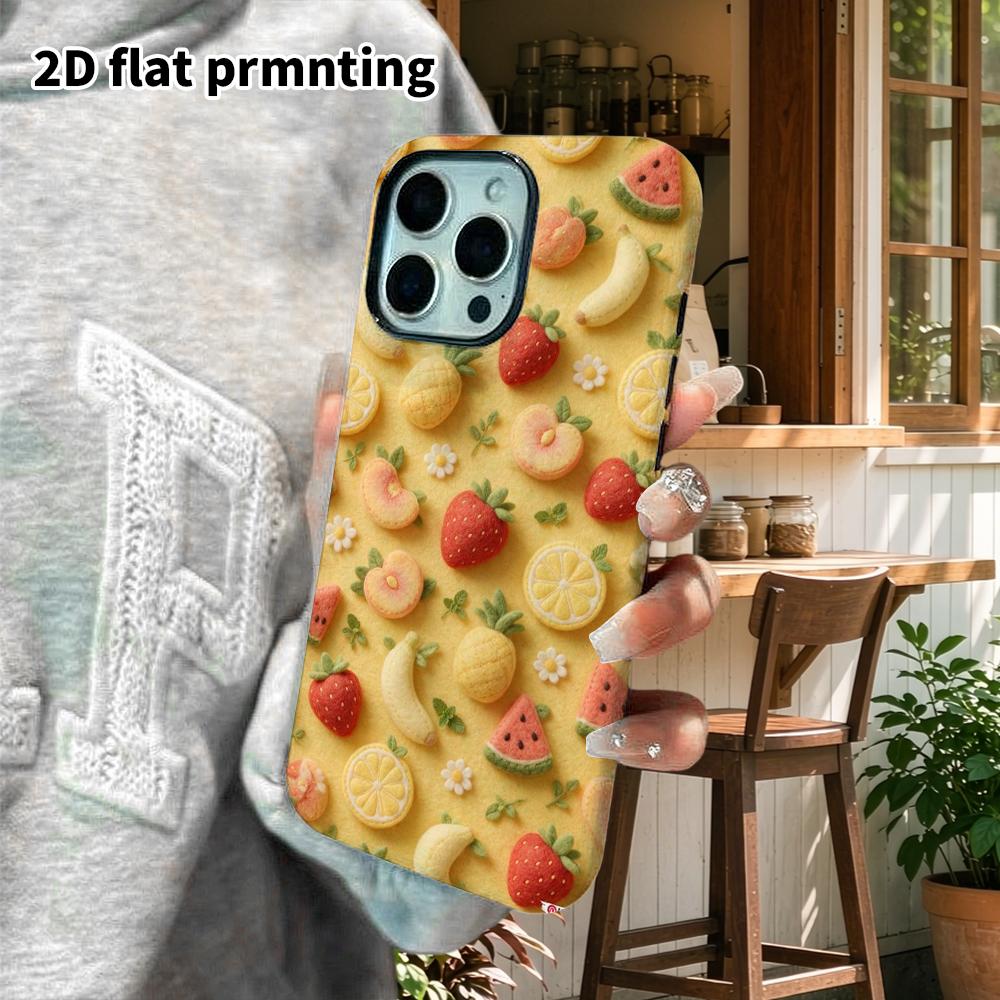 Phone Case: 2D Flat Design Suitable for iPhone 18 17 16 15 14 13 Pro Film Protective Case, Couple Style, Fruit Pattern, Christmas and Halloween Gifts