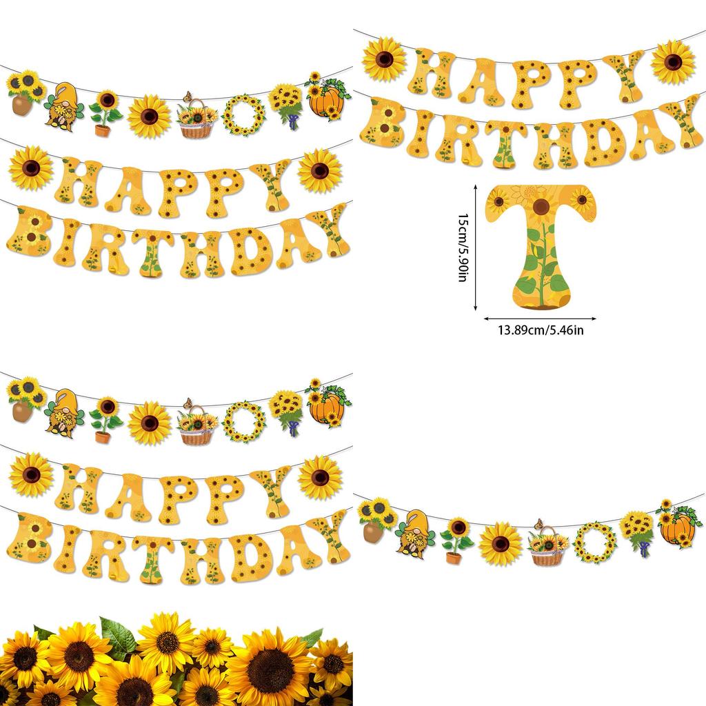 Sunflower Theme Letter Banner For Party Decor With Paper Material For Event Celebrations
