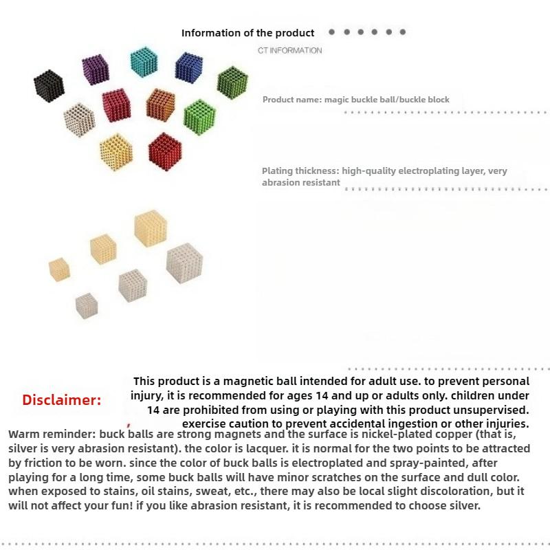 3mm 216 Stück Buckyballs 14 Plus Magnetische Kugeln Stressabbau Magnetisches Pädagogisches Bauspielzeug