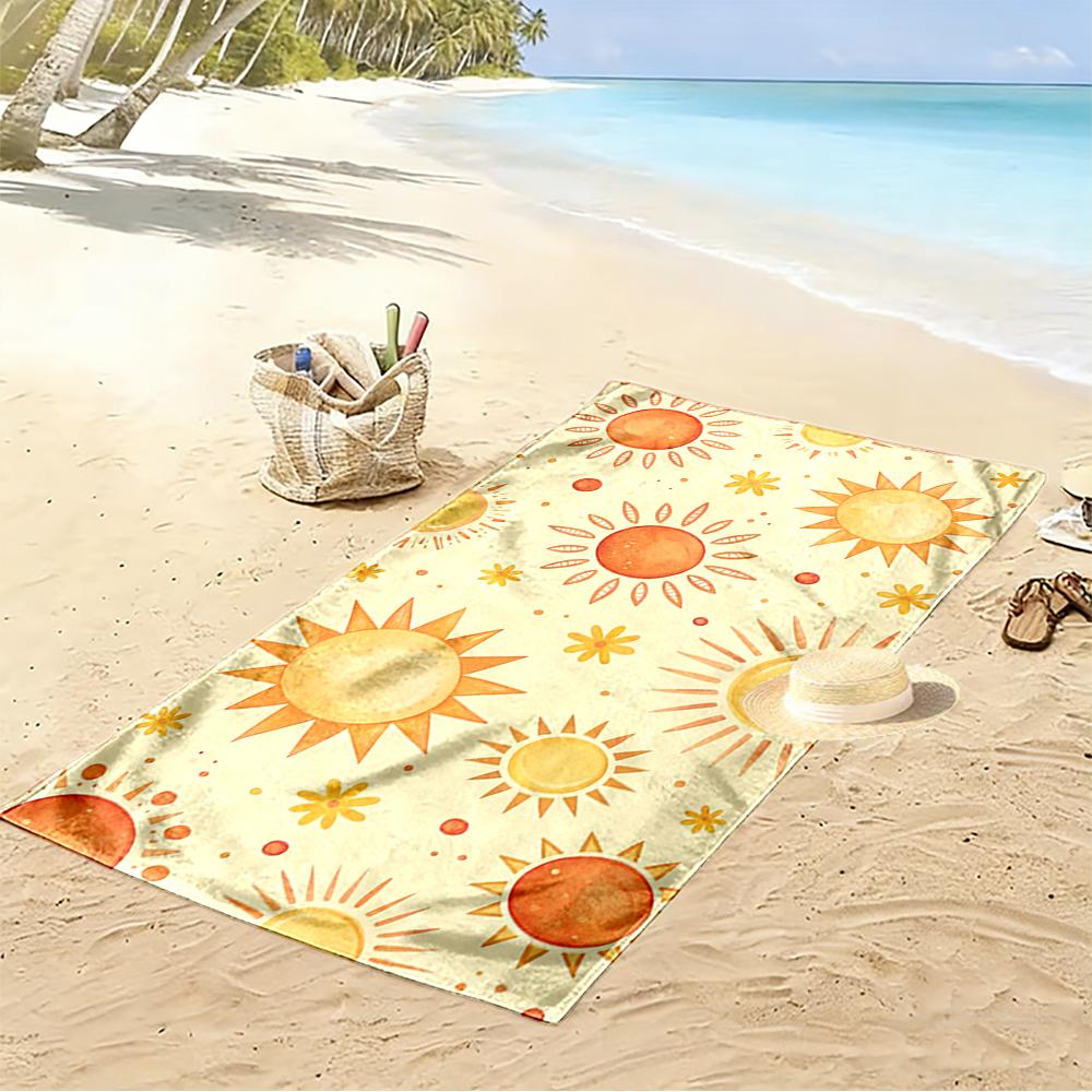 Sunny Sun Pattern Beach Towel Beach towel quick-drying for travel outdoor sports jogging beach and swimming