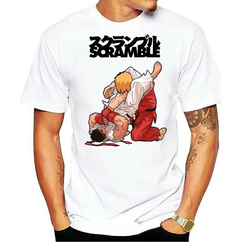 BJJ No Gi Grappling Casual Cloth for Men Summer Short Sleeve Tops Ropa Hombre Scramble TShirt JiuJitsu Counterculture Navy S