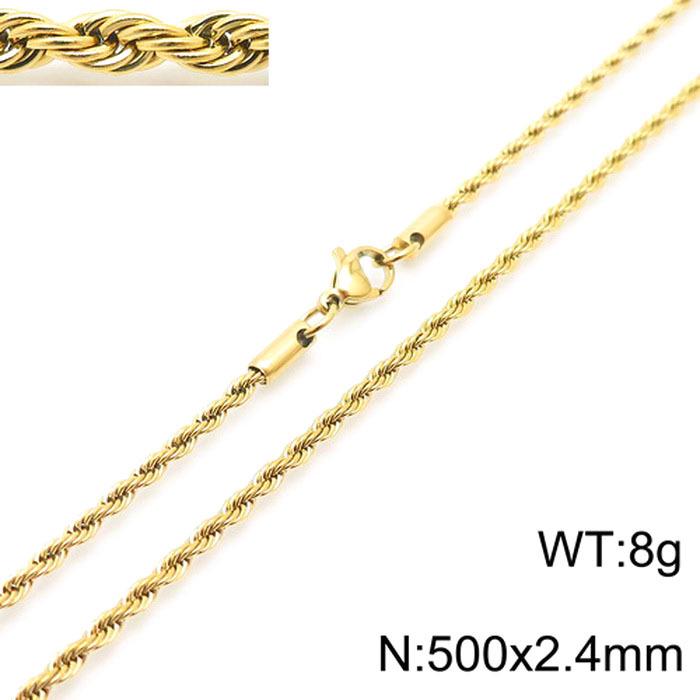Spot Multi-Size Stainless Steel Twisted Rope Chain Necklace for Couples - Unisex Titanium Steel Design