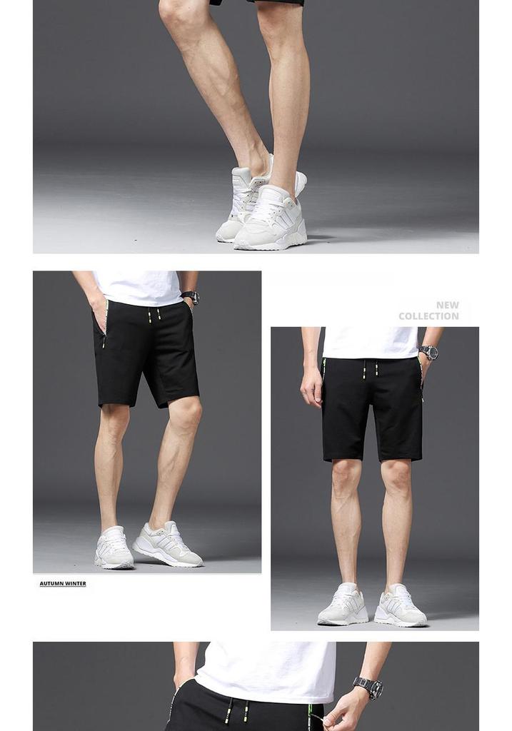 Men's Summer Cotton Knit Bermuda Shorts: Teen Sports Pants with Elastic Waistband for Beach & Casual Wear