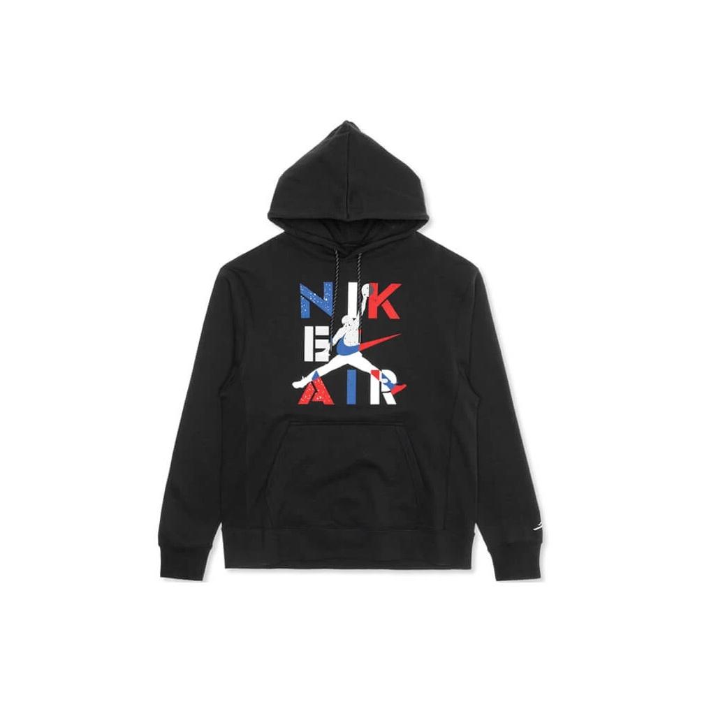 Air Jordan 4 MJ Legacy Pullover Hoodie With Chest Print And Drawstring Men Tops Black CQ8291-010