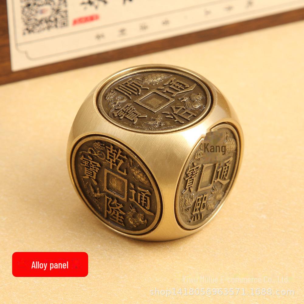 Brass Rotating Hexagonal Magic Cube: Creative Copper Craft for Wealth and Stress Relief.