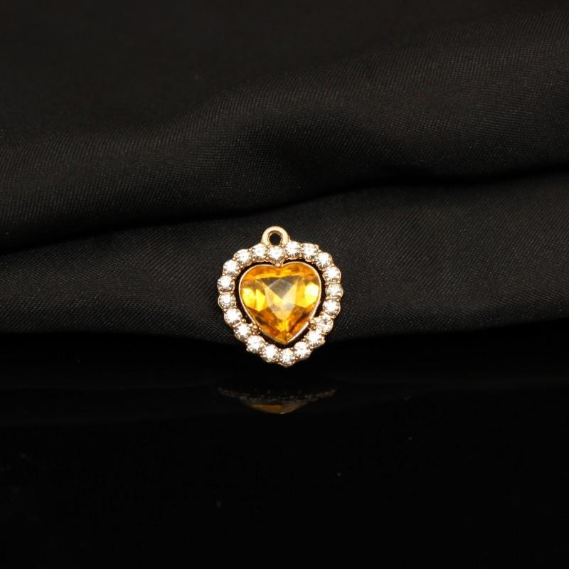 Alloy Diamond Belt Hanging Heart Pendant Color Transparent Necklace Bracelet Accessories Pendant Peach Heart Love Pendant