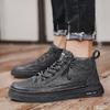 Men's Boots Fashion Casual Shoes Middle Top Leather Sneakers Trend 6 Boots Flat Shoes Korean Style Workwear Shoes Students