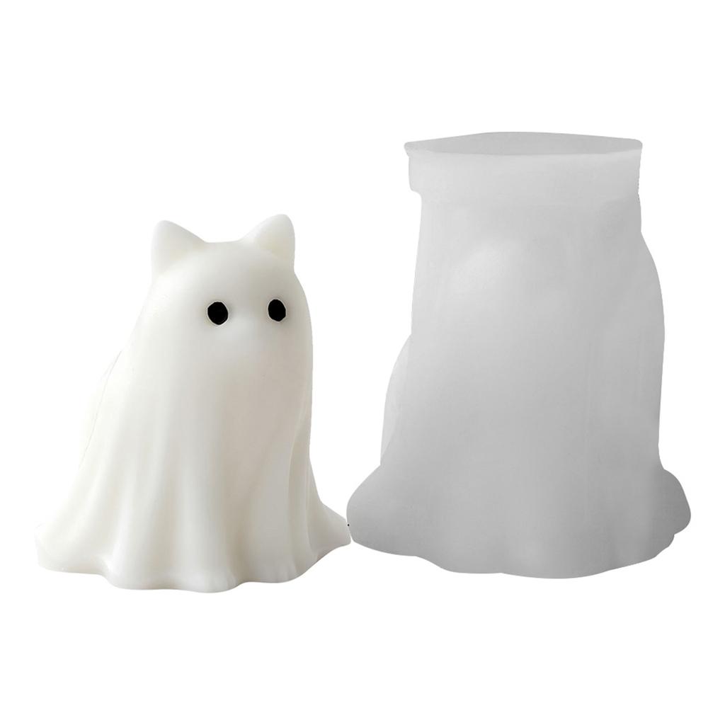 Cat Dog Ghost Silicone Mould Handmade Figurine Silicone Mold Spooky Candle Mold for Baking Candle Crafting