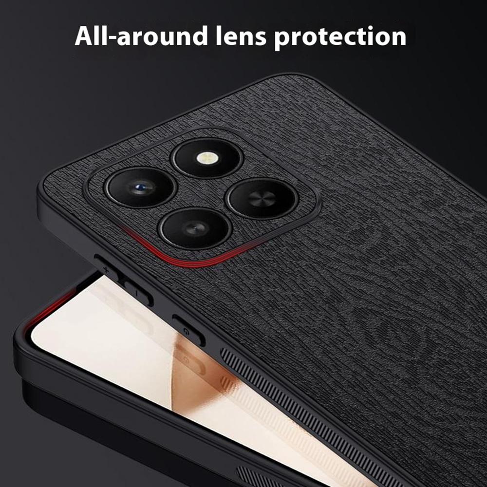 For Honor 400 Smart 5G/4G/X7d 4G Case Wood Texture PU Leather Coated PC TPU Phone Cover