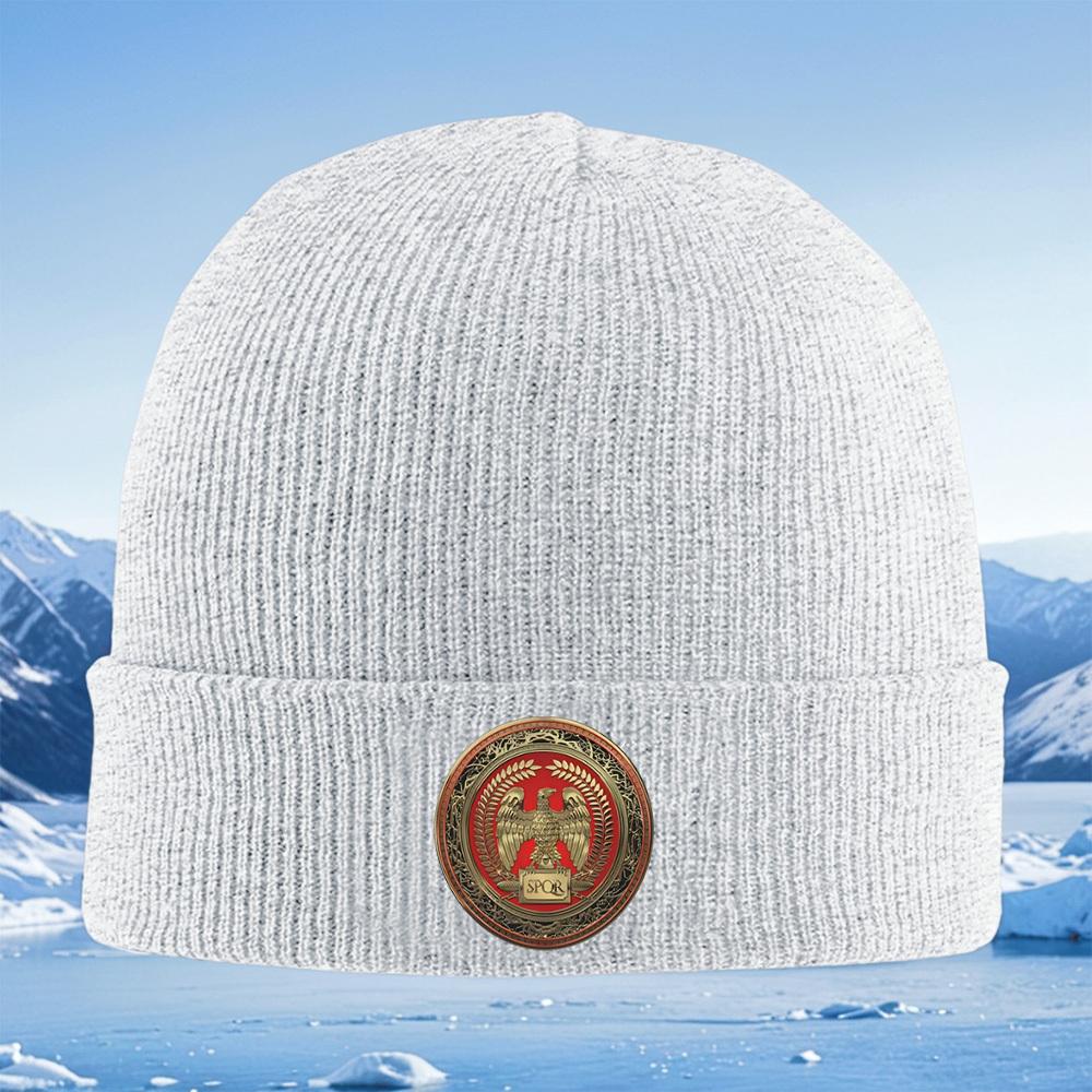 Roman Eagle Gold Design Ornament Men Women Unisex Knitted Hat Beanie Pullover Cap Winter Thermal Warm Christmas Outdoor Cycling