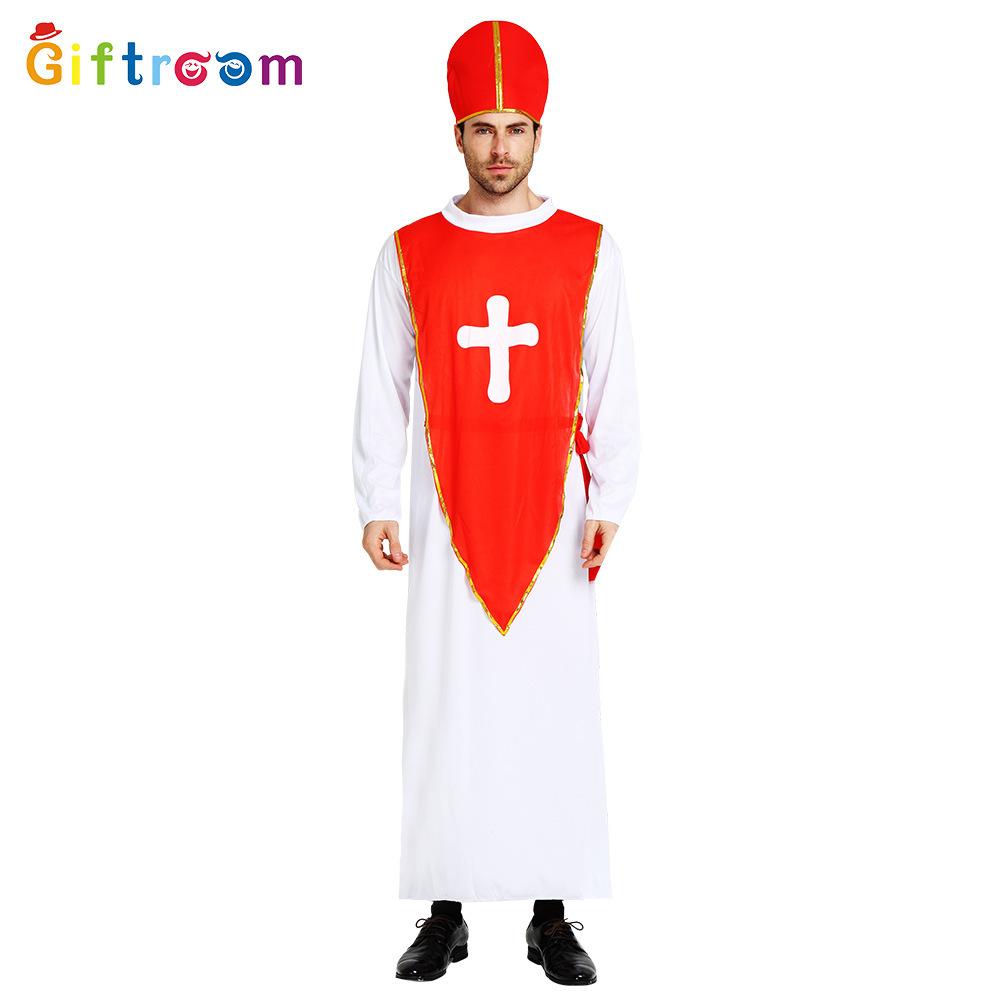 

Завораживающий костюм на Хэллоуин для мужчин, дизайн священника Красного Креста, идеально подходит для сценических выступлений