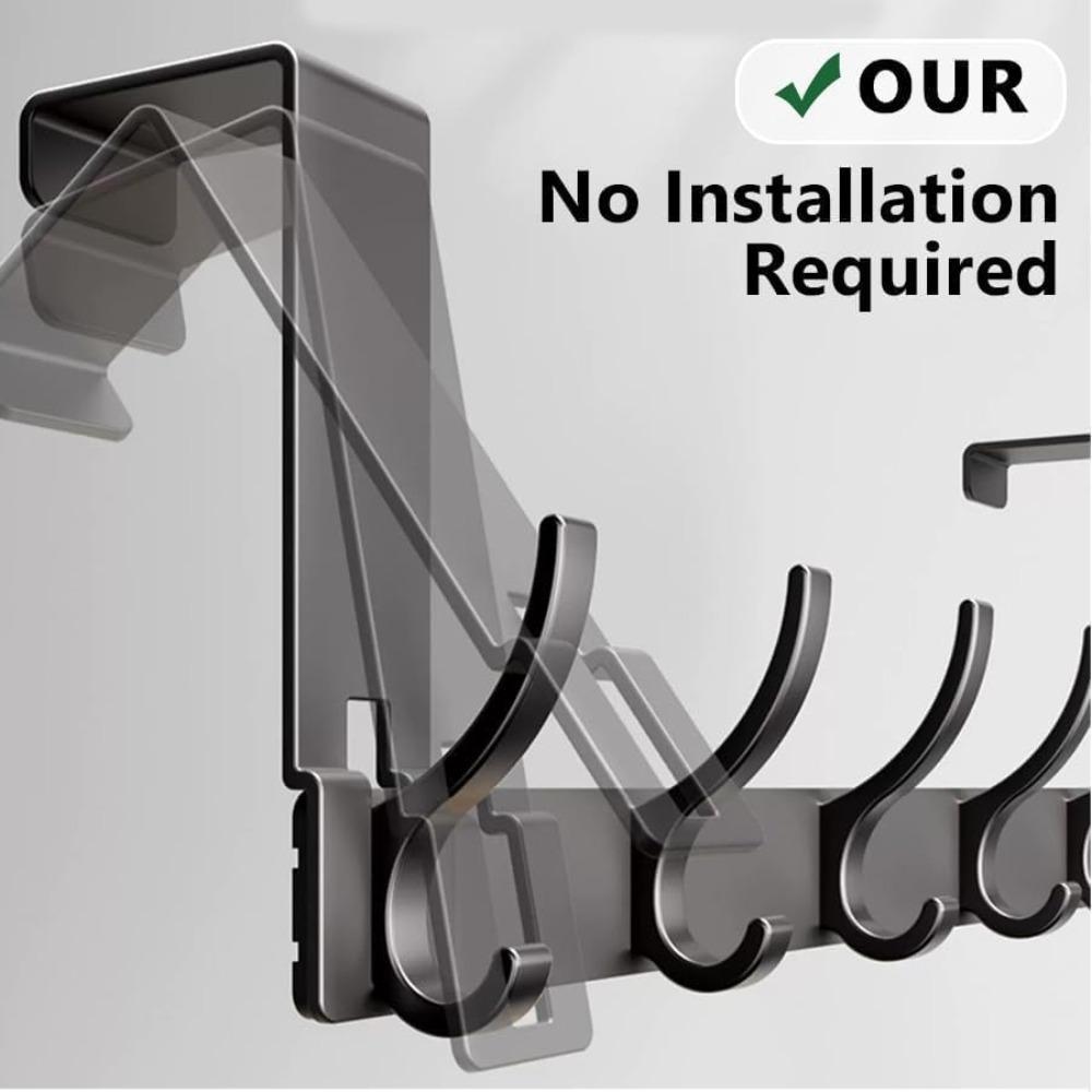 Over The Door Hooks 12-Hook Door Hanger Organizer for Bathroom & Bedroom Heavy Duty Over Door Towel Rack Coat Hat Bag Hanger with Rust-Resistant Hooks