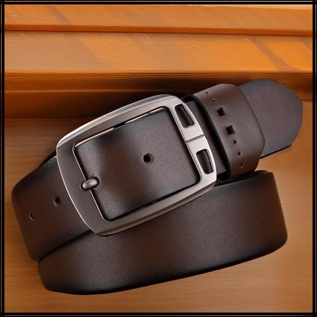 [White Fang] Belt Buckle Business Casual Formal Simple Stylish for Commuting Men BTA323 (Dark Brown)