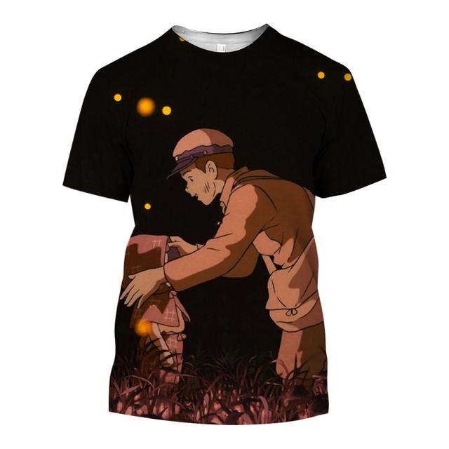 

Модные футболки с рисунком аниме и 3D-принтом Тоторо, мужские и женские футболки с короткими рукавами, повседневные свободные детские топы с круглым вырезом XS