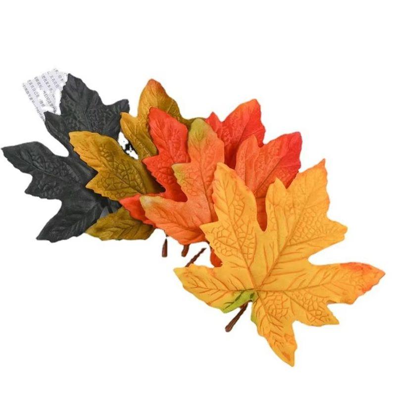 

High Quality Silk Maple Leaf Halloween Festival Party Decoration Autumn Home Stage Table Wedding Scrapbooking Artificial Plants 10pcs червоний
