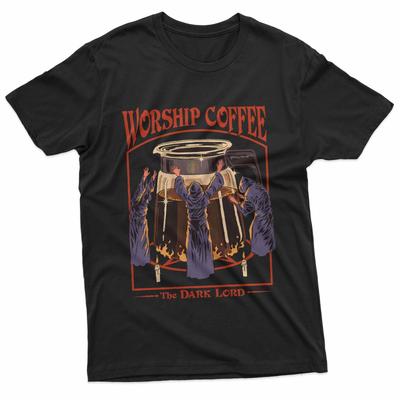 T-shirt Worship Coffee Σκοτεινό Χιούμορ
