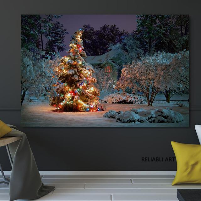 

Настенное искусство на холсте, картины с рождественской елкой, домашние настенные украшения для спальни, гостиной, картины, печать на холсте, без рамки 21cm×30cm NoFrame