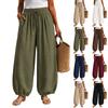 Pantalon décontracté pour femme, coupe ample, taille élastique, jambe large, pour les vacances