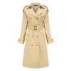 Damen Langarm Trenchcoat Reverskragen Gürtel Eleganter Pendler Oberbekleidung Windjacke Jacke