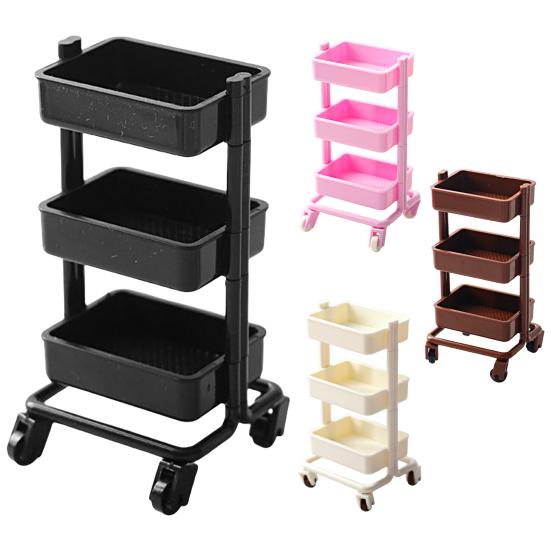 1/6 Interessant mit Rädern Dekoratives Ornament Speisenausgabe Beweglicher High Fidelity-Lagerwagen Puppenhauszubehör