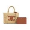 Celine Cabas Thais Triumph Arch Logo Verstellbarer Schultergurt Pflanzenmaterial Besatz Leder Handtasche Kleine Damen Handtaschen Braun 116302FF7-04LU