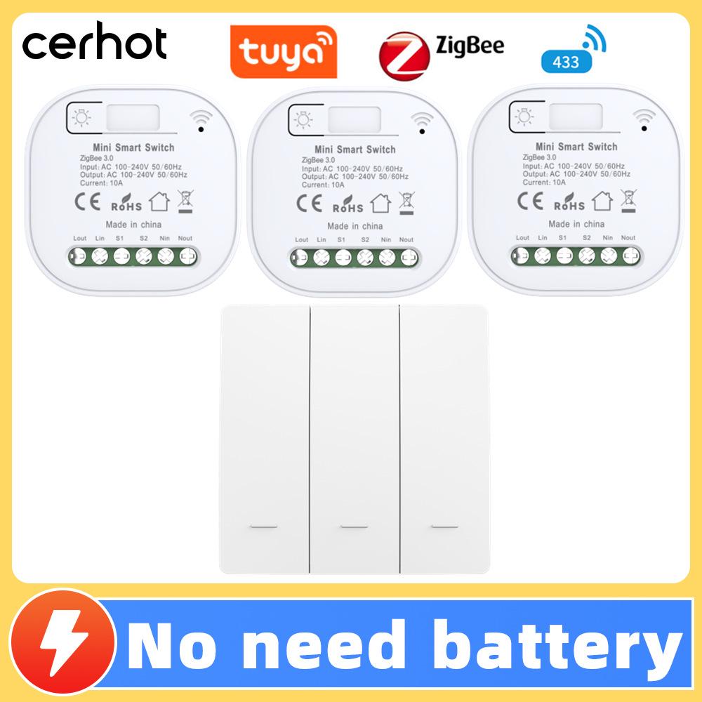 Smart Tuya Zigbee Wireless Light Switch, Self-Powered Kinetic Energy Remote with App Control