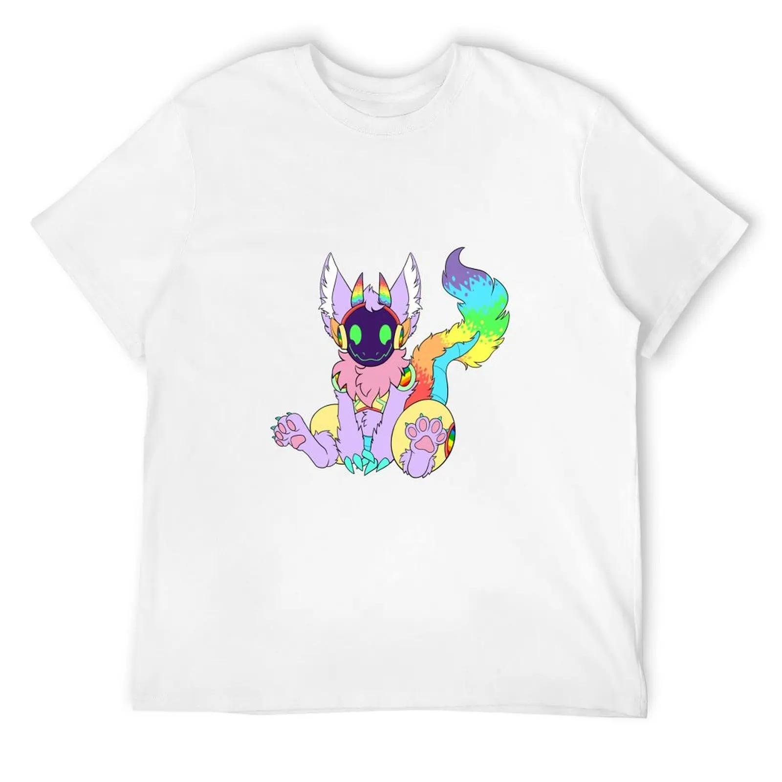 Футболка Pastel Rainbow Protogen Футболка большого размера Винтажные графические футболки Графические футболки Футболки для мужчин S белый 1729₽